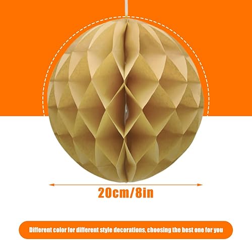 Ruidee Lot de 8 boules en papier de soie nid d'abeille pour décoration de mariage, fête d'anniversaire, fête prénatale (20,3 cm/kaki) - Nail Gallerys