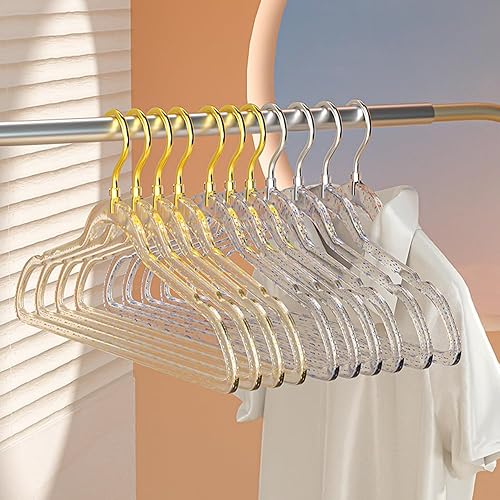 Lkw Ogechi Cintres en Plastique, Lot de 10 Cintres en Plastique Transparent avec Paillettes, Cintres à Vêtements Antidérapantes avec Encoches, Cintres en Plastique Peu Encombrants - Nail Gallerys