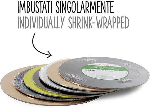 Decora, 0932554 Assiette sous-gâteau en Carton, Revêtue de Plastique, Épaisseur de 3 mm, Idéale pour présenter et Servir des gâteaux, Couleur Or et Noir, Diamètre de 40 cm. - Nail Gallerys