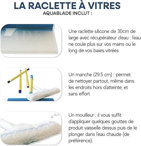 NANOPROTECTION Raclette à Vitres AquaBLADE en Silicone avec Réservoir avec rallonge 120cm | Kit Nettoyage de Fenêtre | Qualité Professionnelle - Nail Gallerys