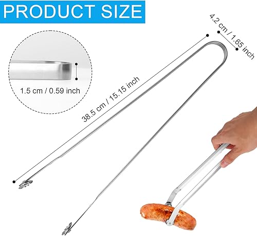 Pince à Retourner les Saucisses pour Barbecue, 38,5cm Pince à Hot-Dog Pince à Aliments Pince de Cuisine en Acier Inoxydable Pince à Steak à Gril à Griller Longue pour la Maison et en Plein Air - Nail Gallerys