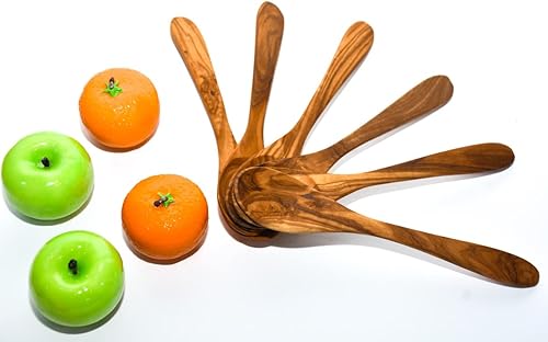 Lot de 6 cuillères en bois d'olivier de 17,8 cm - Nail Gallerys