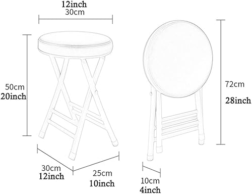 Tabouret Pliant Rembourré Rond en PU, Tabouret en Métal Léger et Portable avec Repose-Pieds, Tabouret Pliable pour Cuisine, Salle à Manger, Salon(Black) - Nail Gallerys