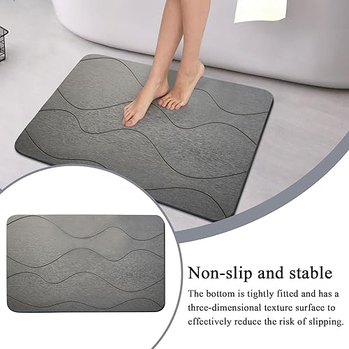 Tapis De Douche en Terre De Diatomée,Tapis Antidérapant pour Salle de Bain | Design Géométrique Antidérapant Séchage Rapide pour Salle de Bain, Cuisine, Piscine et Spa - Nail Gallerys