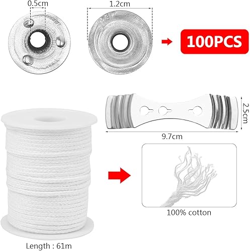 Zaloife Mèches de Bougie, 61M Bougie Mèches, Mèche Bougie, Mèche à Bougie, Mèche de Bougie Naturelle Coton, Mèches de Bougie pour Faire des Bougies, Mèche de Bougie en Coton Tressé - Nail Gallerys