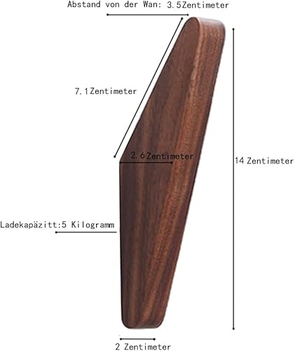 Lot de 6 crochets muraux en bois de noyer noir - Design minimaliste - Crochets muraux en bois rustique - Crochets pour suspendre les serviettes de salle de bain - Nail Gallerys