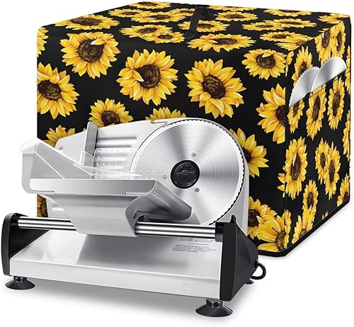 NETILGEN Housse pour trancheuse à viande - Robuste - Résistante à la poussière - Étanche - Pour appareil de cuisine - Avec poche de rangement pour d'autres accessoires, feuille de citron noire - Nail Gallerys