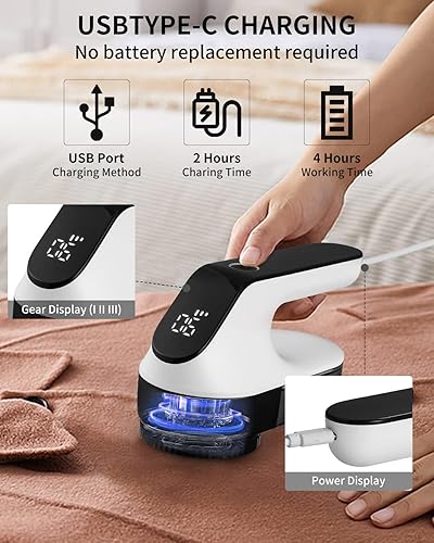 Zawaer Rasoir Anti-Bouloche éLectrique2000mAh, Machine Anti Peluche Rechargeable, 3Vitesses RéGlables, Anti Bouloche Vetement, USB Rechargeable, Pour Les Vêtements Et Les Meubles - Nail Gallerys