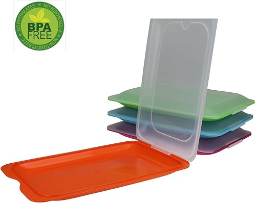 K&G - Charcuterie Conteneur FRESH Système, Conservation Optimale des Tranches dans le Réfrigérateur, Quatre Unités Empilables, Couleurs Practiques. Mesures 17 x 3.2 x 25.2 cm - Nail Gallerys