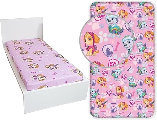 Paw Patrol Drap-housse 90 x 200 cm pour lit 1 personne 100 % coton enfant Multicolore - Nail Gallerys