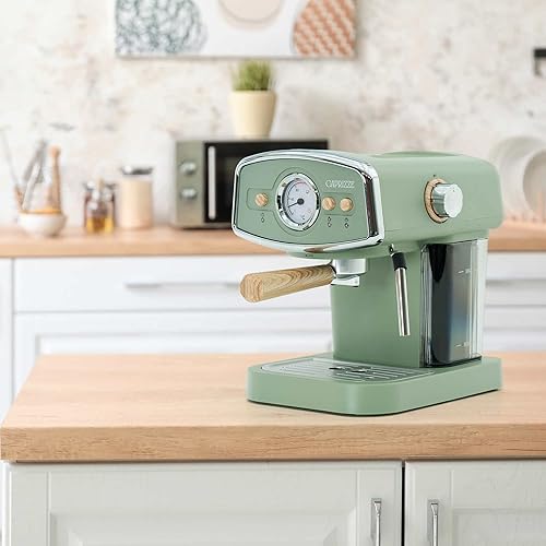 Machine à Café Espresso Caprizze Kai 1050W 15 Bars Semi-automatique Capacité 5 Tasses de Café avec Vaporisateur Vert Mat - Nail Gallerys