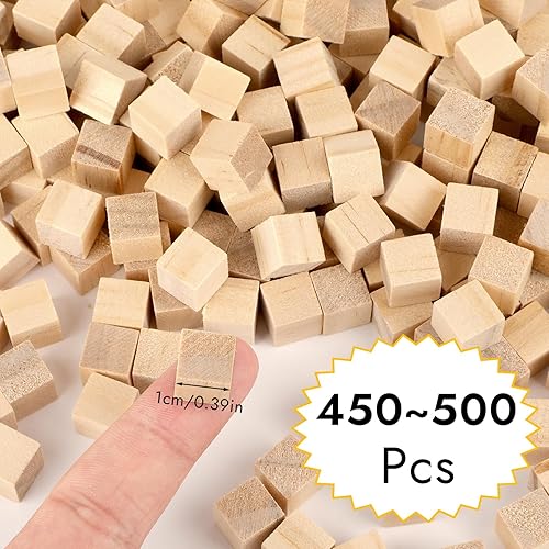 Lot de 500 cubes en bois non traité - Svalor - 10 mm - Blancs - Décoration pour bricolage, peinture, artisanat, décoration, puzzles, chiffres - Nail Gallerys