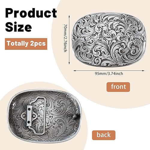 CHGCRAFT boucle de Ceinture Ovale en Alliage Gravé Motif Floral Antique Style Cowboy Occidental pour Décoration Argent - Nail Gallerys