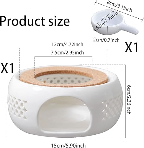 Réchaud en céramique pour théière, théière avec coussin en liège/bougeoir, design creux sculpté, chauffe-café peut chauffer la théière et maintenir la température - Nail Gallerys