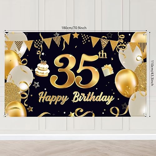 Décoration Anniversaire Éblouissant – Bannière Scintillante pour 35 Ans, Accessoires de Réjouissance Impressionnants avec Motif « 35 Ans Éblouissant Anniversaire », 72.8 x 43.3 pouces - Nail Gallerys