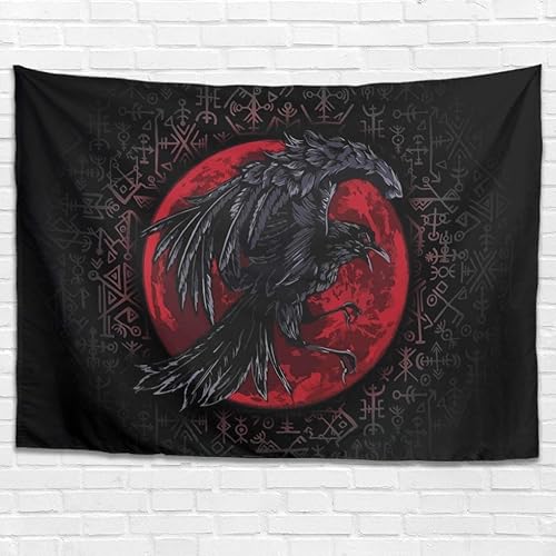 Firelife Tapisserie murale Viking Rune Corbeau - Tapisserie murale pour chambre à coucher, salon, serviette de plage, nappe - Nail Gallerys