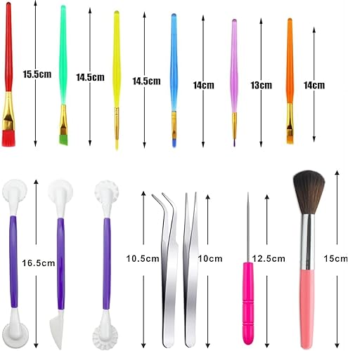 Ensemble de pinceaux, 15 pièces pinceau à gâteau, Fondants Pinceaux de Décoration, accessoire patisserie, pour la décoration DIY de gâteaux, biscuits et fondants - Nail Gallerys