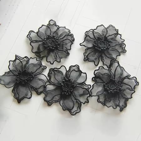 Yulakes Lot de 10 écussons brodés en dentelle en organza - Motif fleurs - À coudre - Pour loisirs créatifs et décoration sur vêtements - Beige - Nail Gallerys