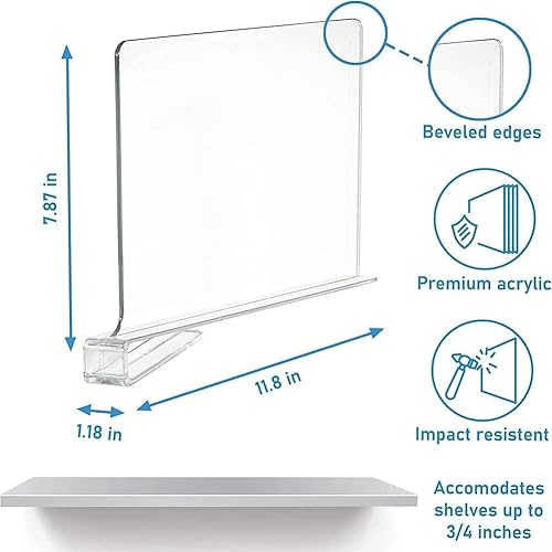 Lot de 6 séparateurs d'étagères en acrylique , Amenagement Interieur Placard Vertical pour Chambre, Cuisine, Magasin, Bureau - Separateur Vetement, Sacs, Serviettes, Livres (6 Pcs) - Nail Gallerys