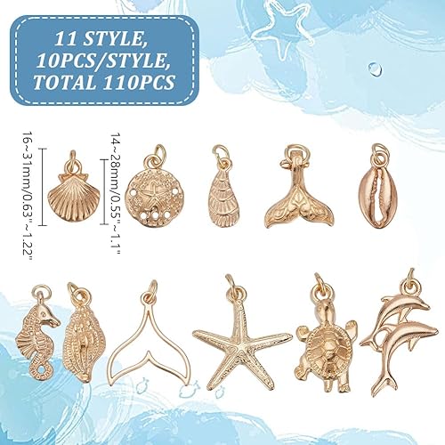 arricraft 110 pendentif en Forme D'Animal Marin 11 étoiles de mer coquillages hippocampe Mermaid tail DIY Bulk Summer Jewelry collier boucles d'oreilles bracelet fabrication - Nail Gallerys