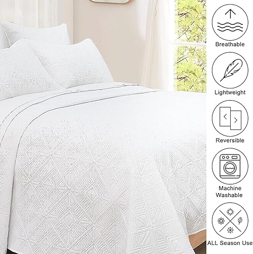 KLUOT Couvre-lit 240x260cm Couverture d'été • Couverture de canapé aérée et Polyvalente avec 2 Taies d'oreiller 50x75cm pour Toute L'Année - Nail Gallerys