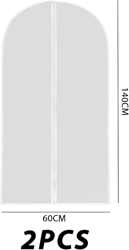 SLEEKEE Lot de 2 sacs à vêtements, longues housses de costume, sac en tissu respirant, anti-poussière, anti-acariens, pour le rangement des vêtements et les voyages (60 x 140 cm) (blanc) - Nail Gallerys