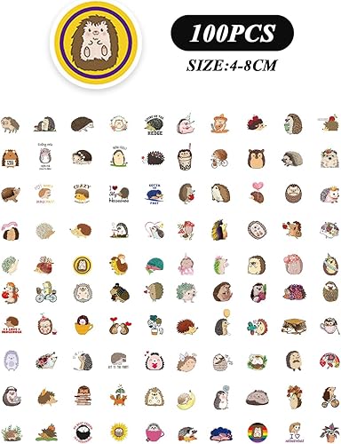 YSJCHEBS 100 Autocollants Hérisson, Autocollants Mignons Et Drôles, Peuvent Être Utilisés pour Décorer Bagages, Guitares Et Skateboards - Nail Gallerys