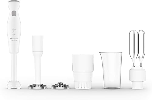 Moulinex Mixeur à main Robot Marie mixeur 450 W 2 vitesses fonction TURBO mixeur plongeant 2 lames inox longue durée presse-purée double fouet filtre à coulis mixeur soupe réparable 10 ans DDG25110 - Nail Gallerys