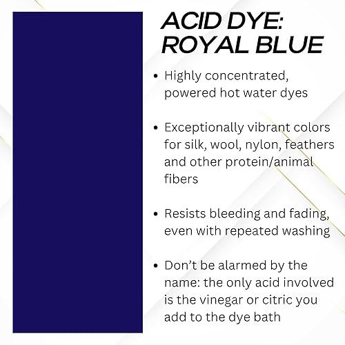 Jacquard Acid Dye for Wool, Silk and Other Protein Fibers, 1/2 Ounce Jar, Concentrated Powder, Royal Blue 625 - Nail Gallerys