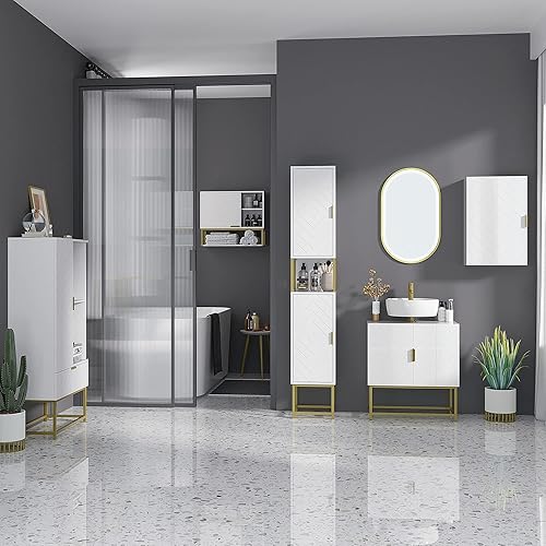 kleankin Armoire Murale de Salle de Bain - Meuble de Rangement de Toilettes avec niches Placard étagère réglable dim. 60L x 20l x 51H cm - Panneaux de Particules - Nail Gallerys