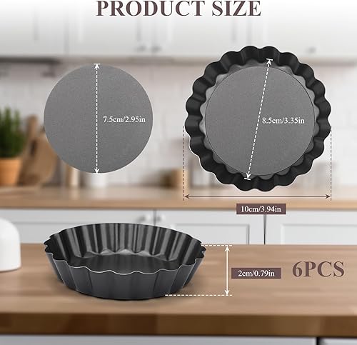 6 Pièces Ø 10 cm Moule Tartelette, Moule Mini Quiche, 10×2 cm Mini Moule à Tarte, Moule à Mini Tartelette & Mini Quiche & Mini Cake & Tarte - Nail Gallerys
