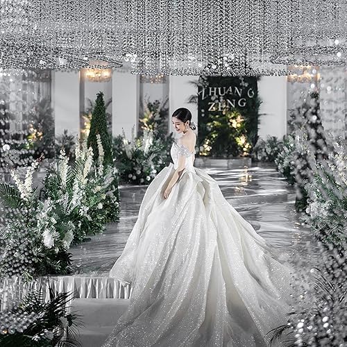 Coureur d'allée de mariage, tapis décoratif réfléchissant miroir argenté double face, tapis de couloir de réception de remise des diplômes, 2 épaisseurs (Couleur : Argent, Taille : 0,2 mm-1,2 x 20 m - Nail Gallerys