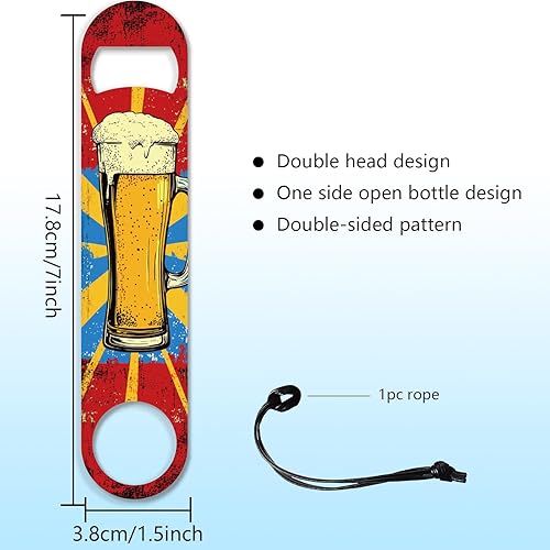 GLOBLELAND Décapsuleur en Acier Inoxydable de 7pouces avec Cordon en Cuir Synthétique Style Rétro Idéal Bière Fille pour la Maison un Bar un Restaurant un Pub une Cuisine Ou un Restaurant - Nail Gallerys