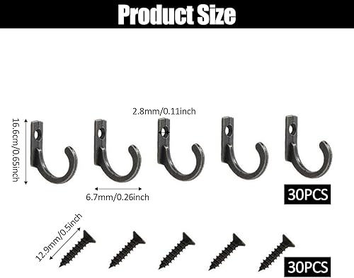 ZEACCT 30 Pièces Patère Vintage, Crochet Noir Simple Vintage, Patères Murales Antiques, Cintre Vintage en Métal Vêtements, Patère Vintage, pour Suspendre Manteau/Chapeau/Clé/Serviette/Sacs - Nail Gallerys