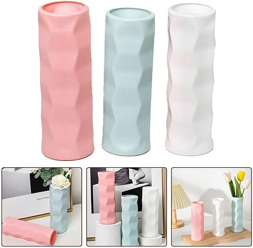 Vase en plastique incassable anti-chute, résistant aux fuites d'eau, design ondulé (blanc) - Nail Gallerys