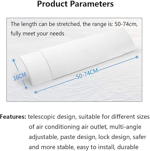 Déflecteur de climatiseur for climatisation centrale au plafond (une tranche), conception télescopique 50-74 cm, empêche l'air de souffler droit, angle réglable, ABS + PP - Nail Gallerys