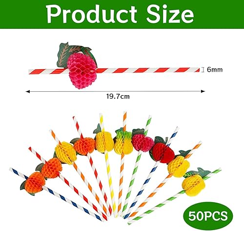 GVSS 50 Pièces Cocktail Pailles 19,7cm, Pailles à Cocktail,3D L'ananas Paille en Papier Biodégradable,Décorations de Fête d'Été pour Anniversaires,Mariages,Bars et Beach Party,Style Hawai - Nail Gallerys