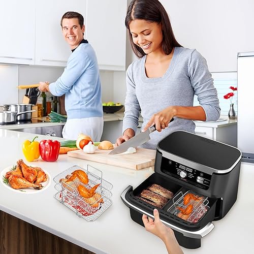 Grille Air Fryer Accessoires Air Fryer Rack Acier Inoxydable Multifonctionnel à Trois Couches Grill Accessoires de Friteaux à Air Chaud - Nail Gallerys