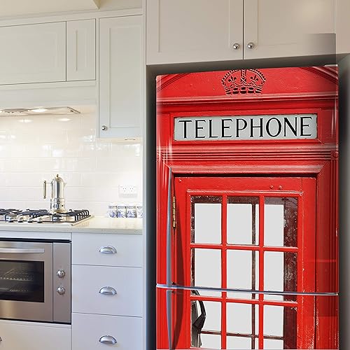 MEGADECOR DECORATE YOUR HOME Vinyle adhésif décoratif pour réfrigérateur, spécial sans bulles, cabine téléphonique britannique rouge (185 cm x 70 cm) - Nail Gallerys