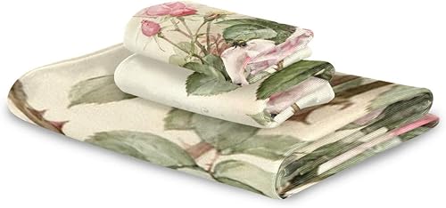 Mnsruu Ensemble de serviettes de bain absorbantes pour femme et fille, motif floral vintage - Nail Gallerys