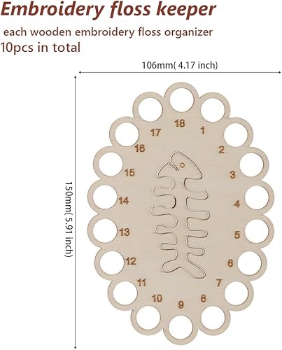 CABODYALS 10 organiseur de Fil à Broder en Bois à 18 positions Support de Trieur de Fil de Point de Croix Ovale Support de Carte Plaque D'Enroulement Outil de Rangement pour Bricolage Couture Fournitu - Nail Gallerys