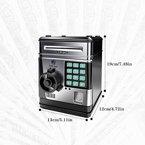 Baxcdyswe Tirelire Enfant Electronique, Tirelire avec Mot de Passe,Tirelire ATM Coffre-Fort, Aspire Automatiquement Les Billets Coffre Cash, Cadeaux d'anniversaire Noël pour Garçons Filles (Noir) - Nail Gallerys
