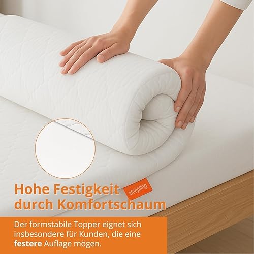 sleepling 194357 surmatelas en Mousse Confort | Ferme et Durable | Fabriqué en UE | Oekotex 100 | Housse Amovible et Lavable | 80 x 200 x 6 cm, Blanc - Nail Gallerys