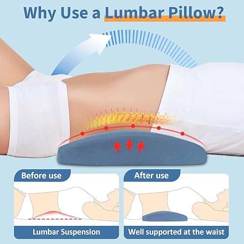 Hydomi Oreiller de soutien lombaire pour lit, oreiller en mousse à mémoire de forme en gel rafraîchissant pour les douleurs dans le bas du dos, coussin de soutien lombaire ergonomique pour le sommeil, - Nail Gallerys