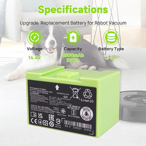 2500mAh Batterie ABL-D1 Compatible avec iRobot Roomba Séries e et i, i8 i8+ i7 i7+ i4 i4+ i3 i3+ i6 e5 e6 J7 7150 7156 7158 7558 3150 3158 3550 e5150 e5152 e6198, ABL-D2 [14,4 V 36 Wh] - Nail Gallerys