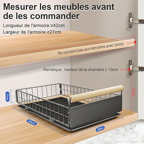 AirOpen Tiroir Coulissant Cuisine, Rangement et Organisation de Cuisine, Armoire Rangement Tiroir avec Glissière Silencieuse et Démontable, Organisateur Tiroir pour Rangement Cuisine（Blanc） - Nail Gallerys