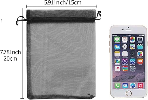 100pcs Sacs Organza,Sachets Pochettes Cadeau en Organza avec Rubans pour Bijoux Cadeaux Bonbons Marriage, 15x20cm Noir - Nail Gallerys