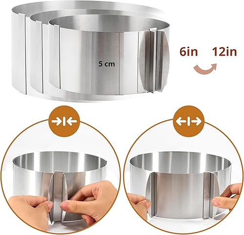 Elalove Cercle à Pâtisserie Réglable 6-12 Pouces en Acier Inoxydable avec Échelle Visuelle pour Tarte Gâteau Cheesecake Anneau à Tarte - Nail Gallerys