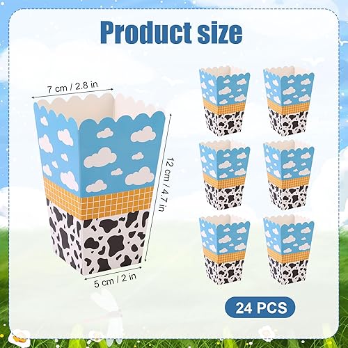 SAVITA Lot de 24 Boîtes à Popcorn à Thème Dessin Animé, Boîte Friandises avec Jouet Inspiré du Motif Vache Boîte Biscuits et Contenants Popcorn pour Anniversaire de Garçons et Filles - Nail Gallerys