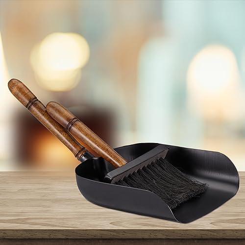 Relaxdays Accessoires de Nettoyage pour cheminée, Pelle & balayette, Fer & poignée en Bois, Poils de Jute, Noir - Marron - Nail Gallerys